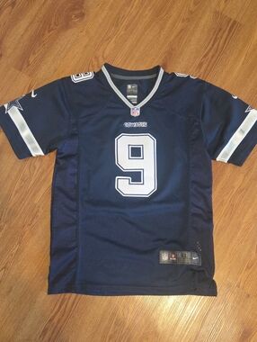Nike Dallas Cowboys Navy and White Football Jersey #9, Tony Romo, Youth XL